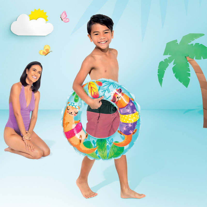 Çocuk Yüzme Simidi - Intex Şeffaf Desenli Gök Mavisi (61cm) - 2