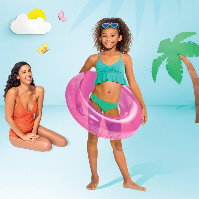 Çocuk Yüzme Simidi - Intex Şeffaf Jumbo Mor - 76 cm - 2