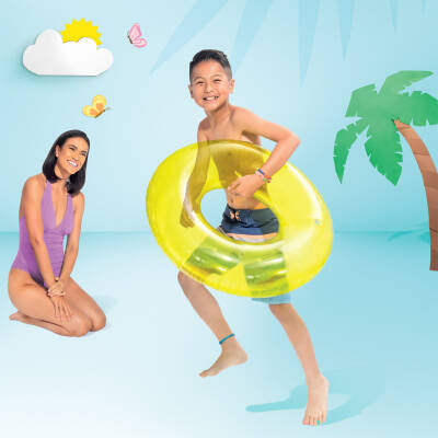 Çocuk Yüzme Simidi - Intex Şeffaf Jumbo Yeşil - 76 cm - 2