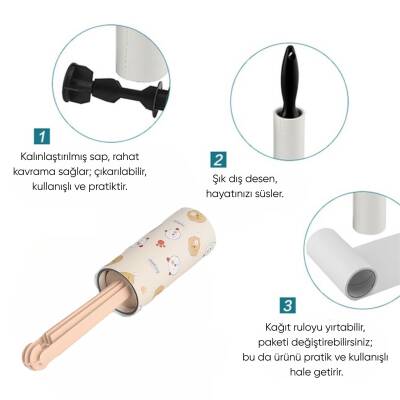 D-Pet Kedi/Köpek Tüy Toplama Rulosu - Açık Pembe - 2