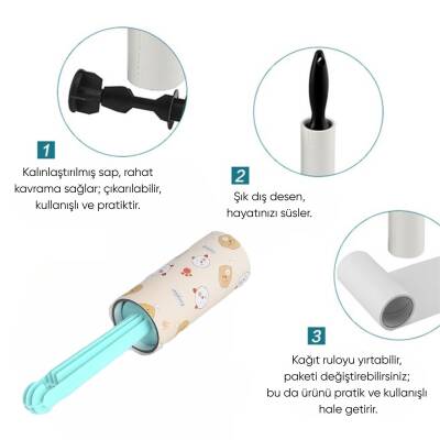 D-Pet Kedi/Köpek Tüy Toplama Rulosu - Su Yeşili - Tekli - 2