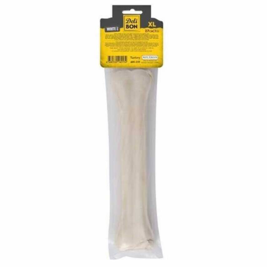 Delibon 27cm Beyaz Deri Pres Köpek Kemik Ödülü - Ağız Sağlığı ve Çiğneme İhtiyacı - 2