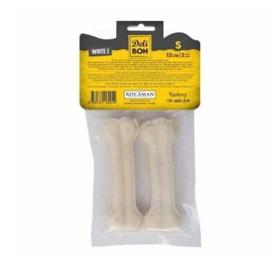 Delibon Beyaz Deri Preslenmiş Kemik Köpek Ödülü - 12cm Çift Paket - 2