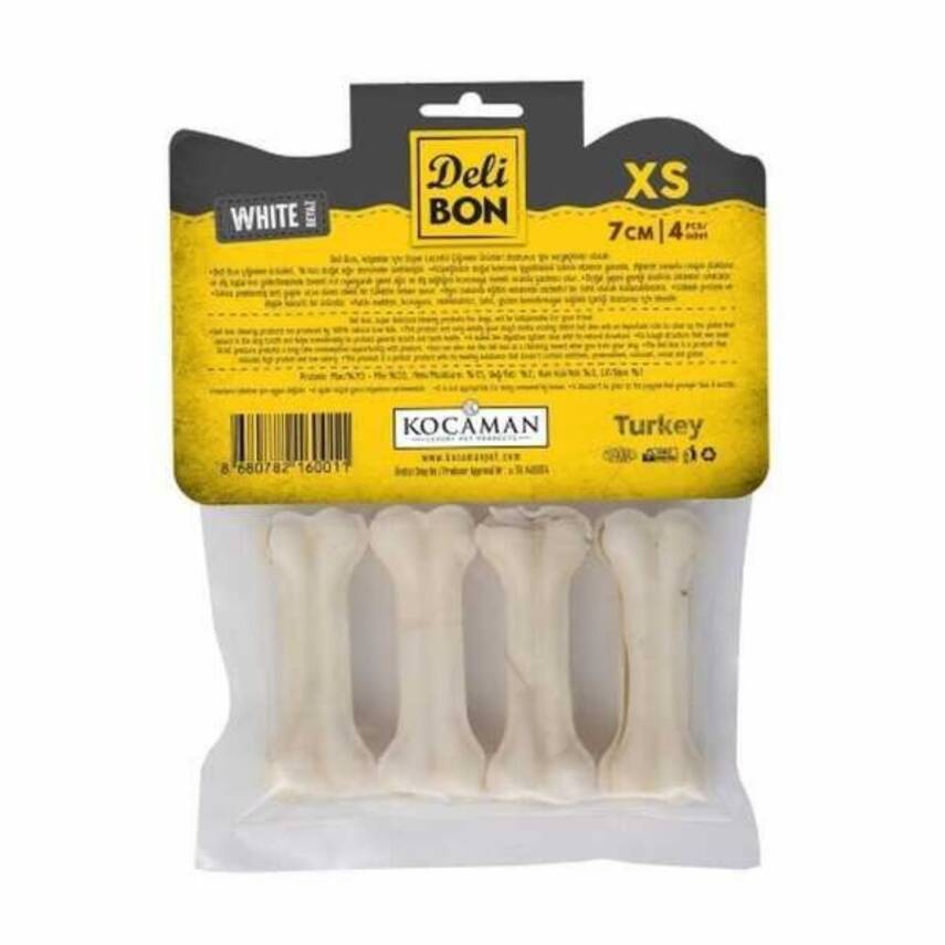 Delibon Köpek Çiğneme Ödülü - 7cm Deri Pres Kemik (4 Adet) - Doğal ve Sağlıklı - 2