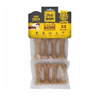 Delibon Naturel Preslenmiş Deri Kemik Çiğneme Ödülü 7cm 8 Adet - Köpek Maması