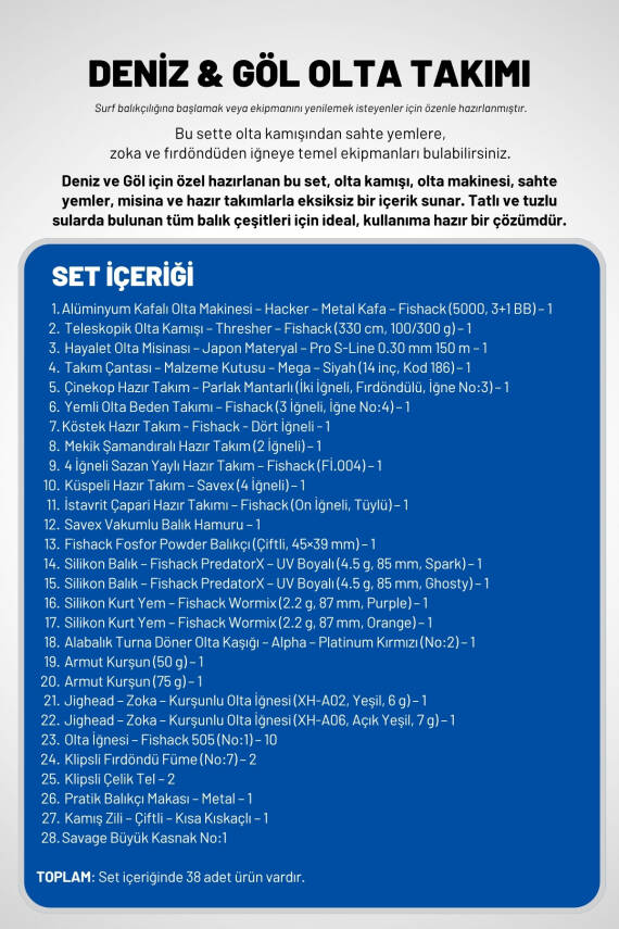 Deniz ve Göl Profesyonel Olta Takımı Seti 2 (Metal 5000'lik Makine + 330cm Kamış) - 2