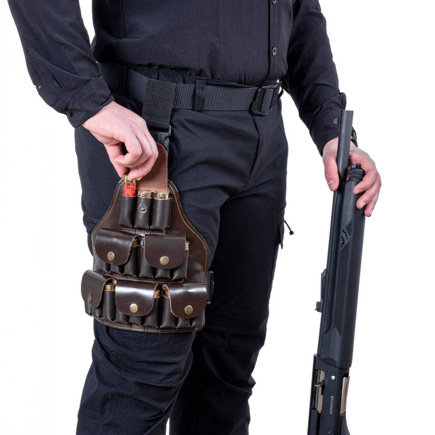 Deri Bacak Fişekliği - Savage - Kahve - 18'li - 3