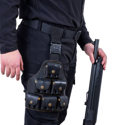 Deri Bacak Fişekliği - Savage - Siyah - 18'li - 4