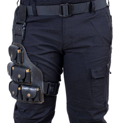 Deri Bacak Fişekliği - Savage - Siyah - 18'li - 5