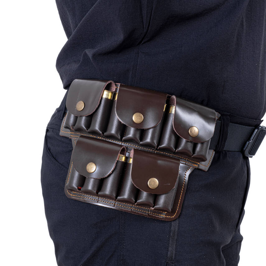 Deri Bel Fişekliği - Savage - Kahve - 15'li - 2