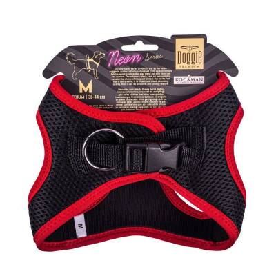 Doggie Havalı Dokuma Neon Küçük Irk Göğüs Tasması Kırmızı 38-44 cm (ANG-M) - 2