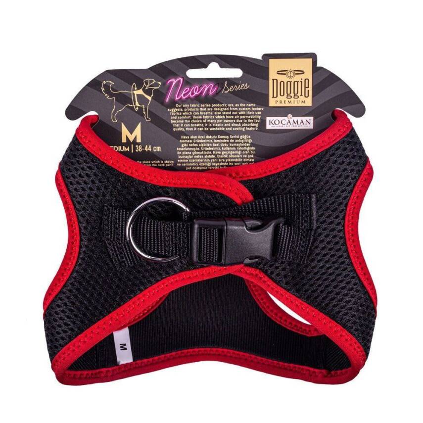 Doggie Havalı Dokuma Neon Küçük Irk Göğüs Tasması Kırmızı 38-44 cm (ANG-M) - 2