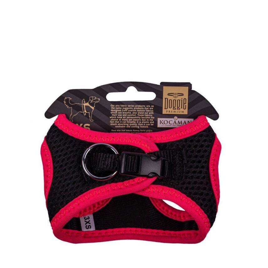 Doggie Havalı Dokuma Neon Pembe Göğüs Tasması (3XS) - Küçük Irklar İçin - 2