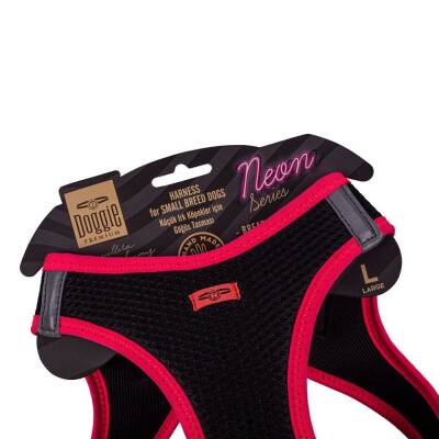 Doggie Havalı Dokuma Neon Pembe Küçük Irk Göğüs Tasması (42-48 cm) - 3