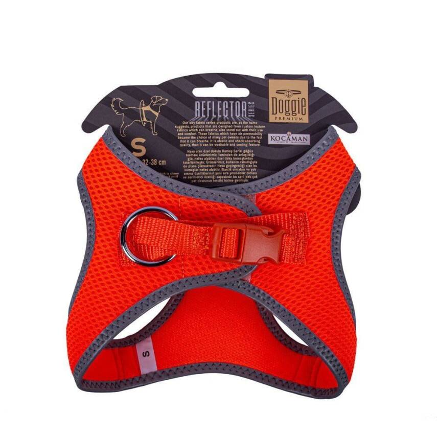Doggie Havalı Dokuma Reflektörlü Küçük Irk Göğüs Tasması Orange 32-38 cm(ARG-S) - 2