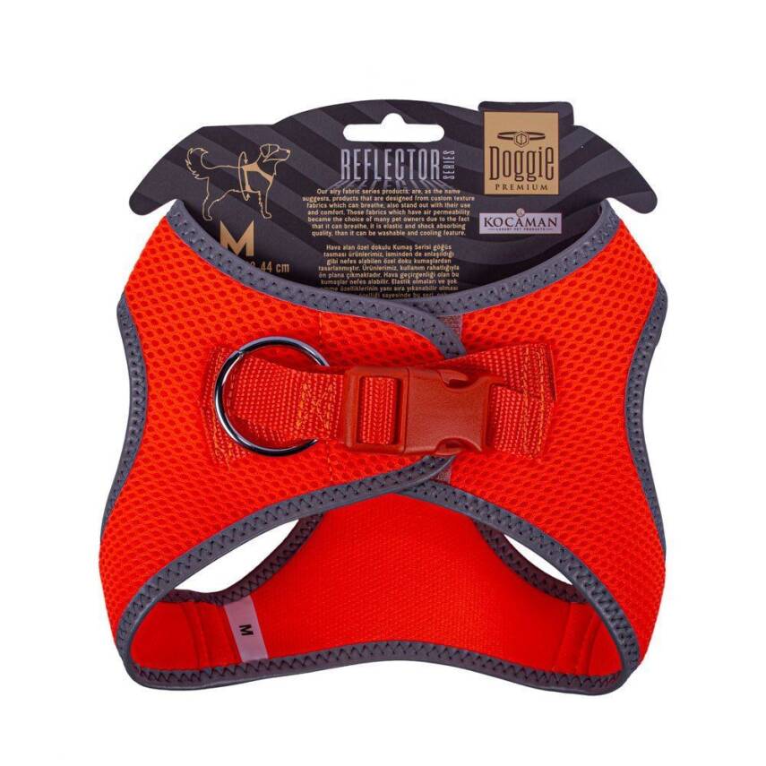 Doggie Havalı Dokuma Reflektörlü Küçük Irk Göğüs Tasması Orange 38-44 cm(ARG-M) - 2