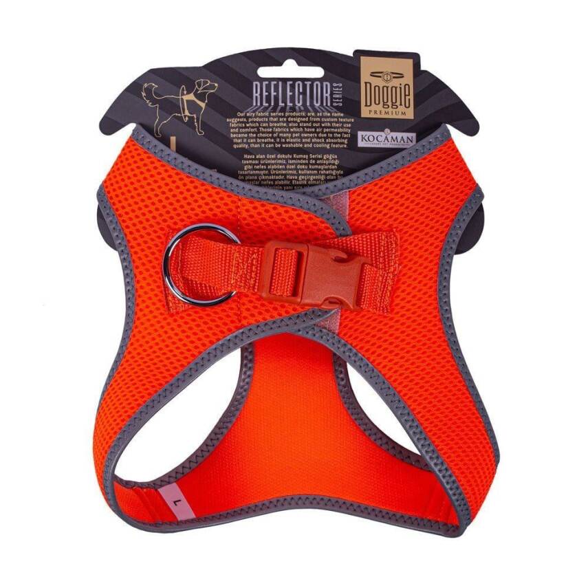 Doggie Havalı Dokuma Reflektörlü Küçük Irk Göğüs Tasması Orange 42-48 cm(ARG-L) - 2