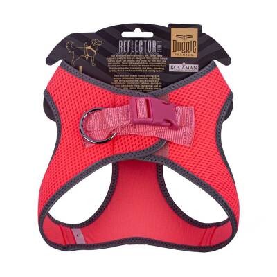 Doggie Havalı Dokuma Reflektörlü Küçük Irk Göğüs Tasması Pembe 42-48 cm (ARG-L) - 2