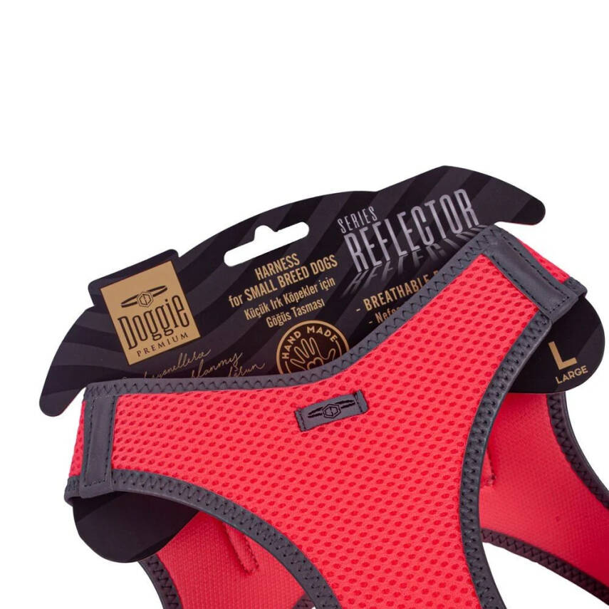Doggie Havalı Dokuma Reflektörlü Küçük Irk Göğüs Tasması Pembe 42-48 cm (ARG-L) - 3