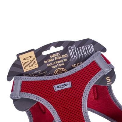 Doggie Havalı Dokuma Reflektörlü Küçük Irk Göğüs Tasması Red 32-38 cm(ARG-S) - 3