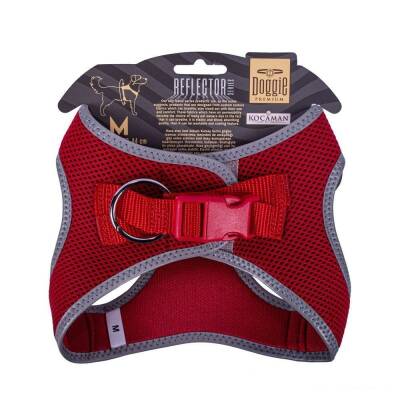 Doggie Havalı Dokuma Reflektörlü Küçük Irk Göğüs Tasması Red 38-44 cm(ARG-M) - 2