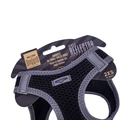 Doggie Havalı Dokuma Reflektörlü Küçük Irk Göğüs Tasması Siyah 26-30 cm(ARG-2XS) - 3