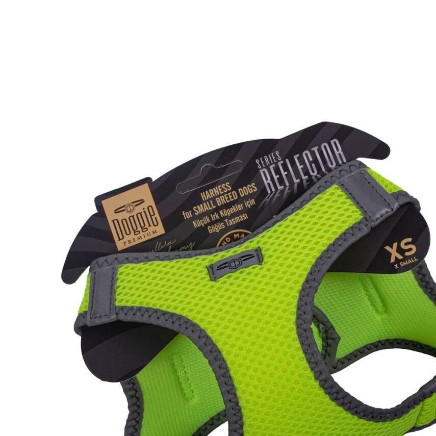 Doggie Havalı Dokuma Reflektörlü Küçük Irk Göğüs Tasması Yellow 30-34 cm (ARG-XS) - 3