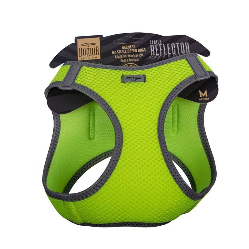 Doggie Havalı Dokuma Reflektörlü Küçük Irk Göğüs Tasması Yellow 38-44 cm(ARG-M) - 1