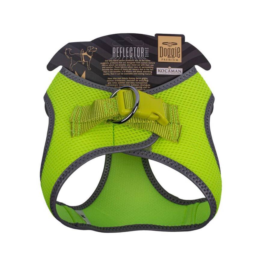 Doggie Havalı Dokuma Reflektörlü Küçük Irk Göğüs Tasması Yellow 38-44 cm(ARG-M) - 2