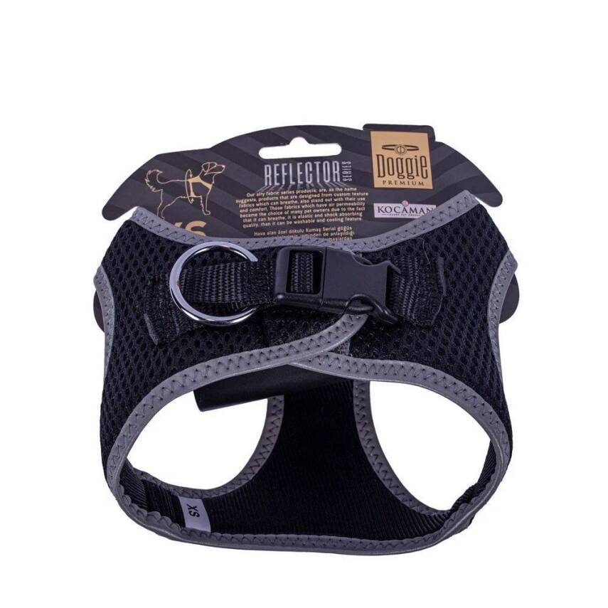 Doggie Havalı Dokuma Reflektörlü Küçük Irk Göğüs Tasması Siyah 30-34 cm (ARG-XS) - 2