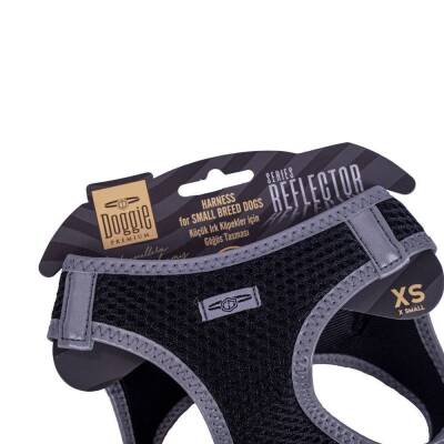 Doggie Havalı Dokuma Reflektörlü Küçük Irk Göğüs Tasması Siyah 30-34 cm (ARG-XS) - 3