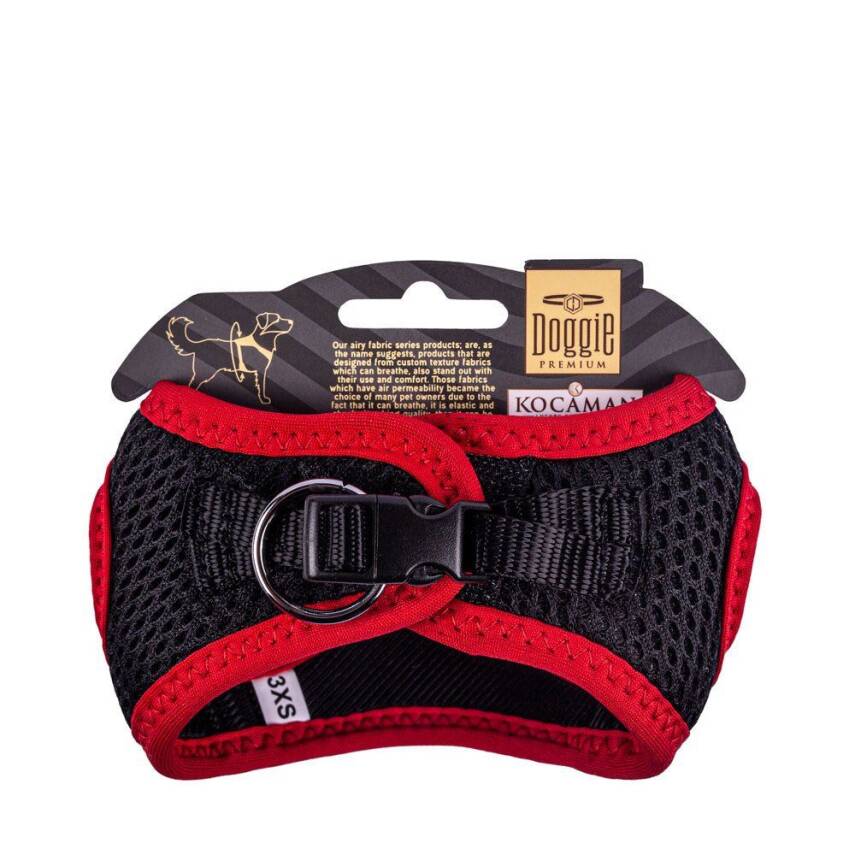 Doggie Havalı Dokuma Neon Küçük Irk Göğüs Tasması Kırmızı 22-26 cm (ANG-3XS) - 2