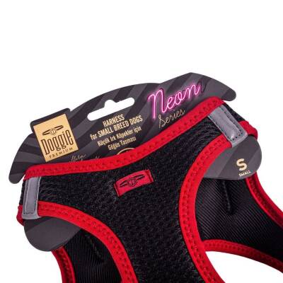 Doggie Havalı Dokuma Neon Küçük Irk Göğüs Tasması Kırmızı 32-38 cm (ANG-S) - 3