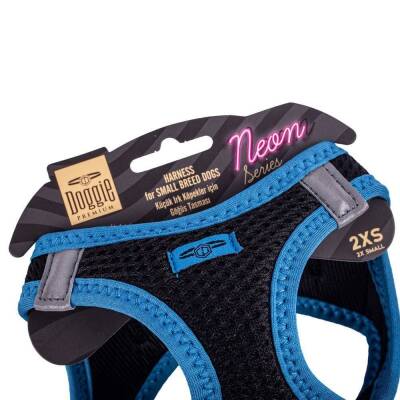 Doggie Havalı Dokuma Neon Küçük Irk Göğüs Tasması Mavi 26-30 cm (ANG-2XS) - 3