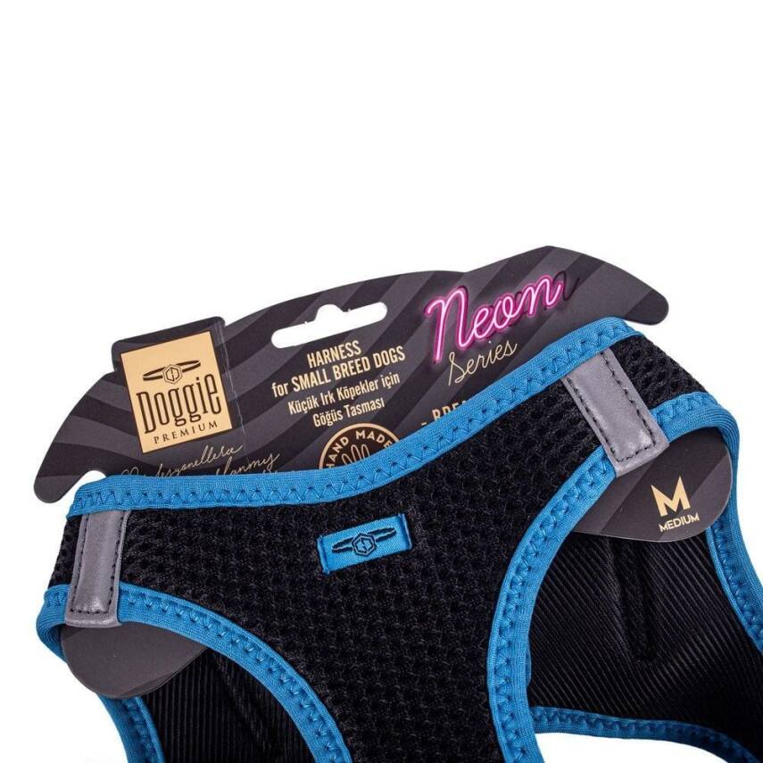Doggie Havalı Dokuma Neon Küçük Irk Göğüs Tasması Mavi 38-44 cm (ANG-M) - 3
