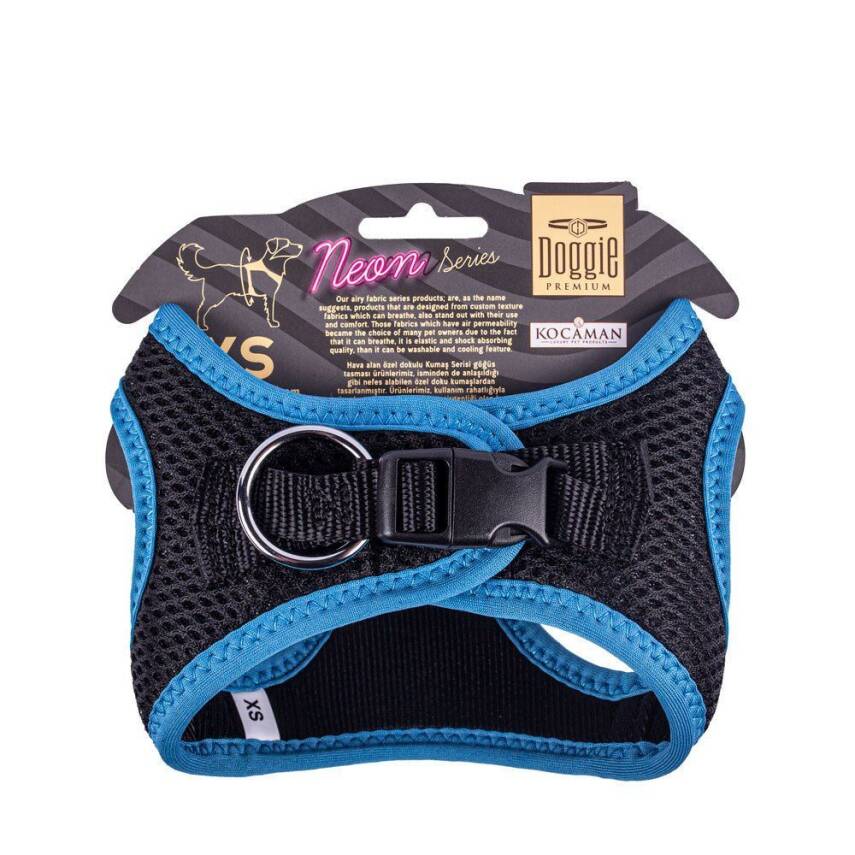 Doggie Havalı Dokuma Neon Küçük Irk Göğüs Tasması Mavi 30-34 cm (ANG-XS) - 2