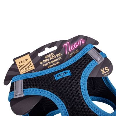 Doggie Havalı Dokuma Neon Küçük Irk Göğüs Tasması Mavi 30-34 cm (ANG-XS) - 3