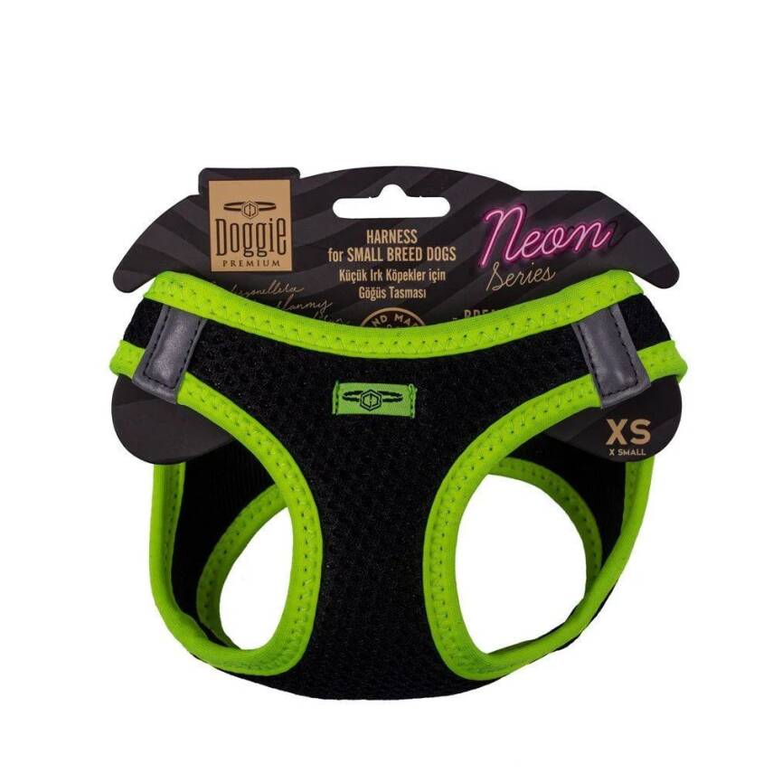 Doggie Havalı Dokuma Neon Küçük Irk Göğüs Tasması Sarı 30-34 cm (ANG-XS) - 1