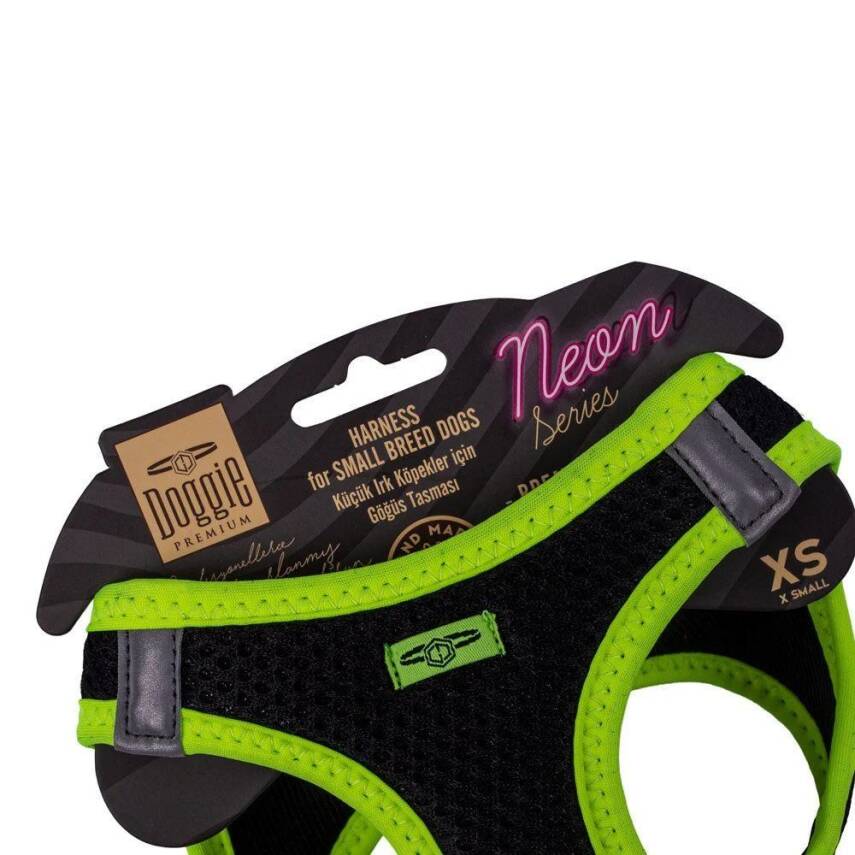Doggie Havalı Dokuma Neon Küçük Irk Göğüs Tasması Sarı 30-34 cm (ANG-XS) - 3