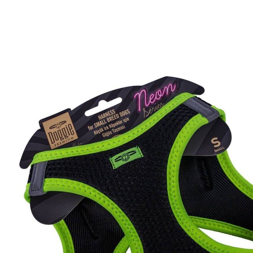 Doggie Havalı Dokuma Neon Küçük Irk Göğüs Tasması Sarı 32-38 cm (ANG-S) - 3