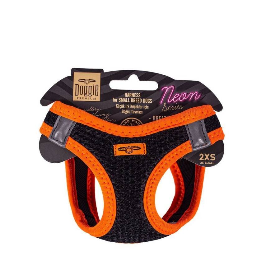 Doggie Havalı Dokuma Neon Küçük Irk Göğüs Tasması Turuncu 26-30 cm (ANG-2XS) - 1