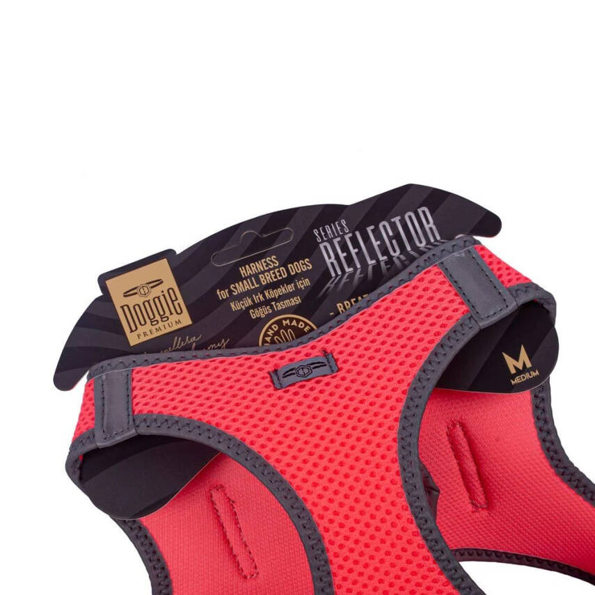 Doggie Havalı Dokuma Reflektörlü Küçük Irk Göğüs Tasması Pembe 38-44 cm (ARG-M) - 3