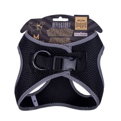 Doggie Havalı Dokuma Reflektörlü Küçük Irk Göğüs Tasması Siyah 38-44 cm (ARG-M) - 2