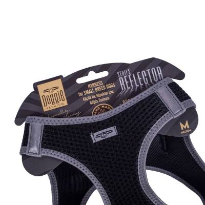 Doggie Havalı Dokuma Reflektörlü Küçük Irk Göğüs Tasması Siyah 38-44 cm (ARG-M) - 3