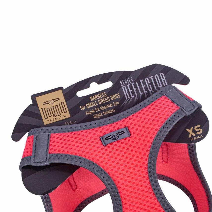 Doggie Havalı Dokuma Reflektörlü Küçük Irk Göğüs Tasması Pembe 30-34 cm (ARG-XS) - 3