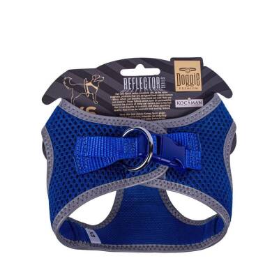 Doggie Havalı Dokuma Reflektörlü Küçük Irk Göğüs Tasması Mavi (30-34 cm) - 2