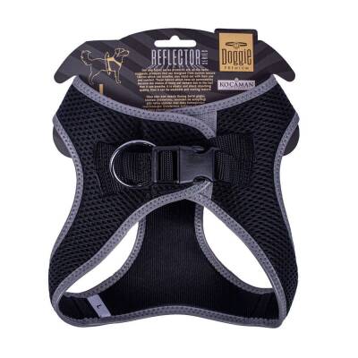 Doggie Havalı Dokuma Reflektörlü Küçük Irk Göğüs Tasması Siyah 42-48 cm (ARG-L) - 2