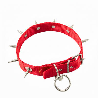 Dokuma Çivili Köpek Boyun Tasması - 4x70 cm - Kırmızı - 3