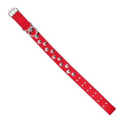 Dokuma Çivili Köpek Boyun Tasması - 5x80 cm - Kırmızı - 2