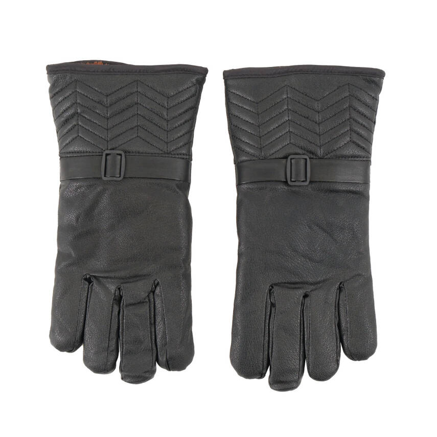 Erkek Deri Eldiven - İçi Peluşlu - Savex - Siyah - 137-F - 1